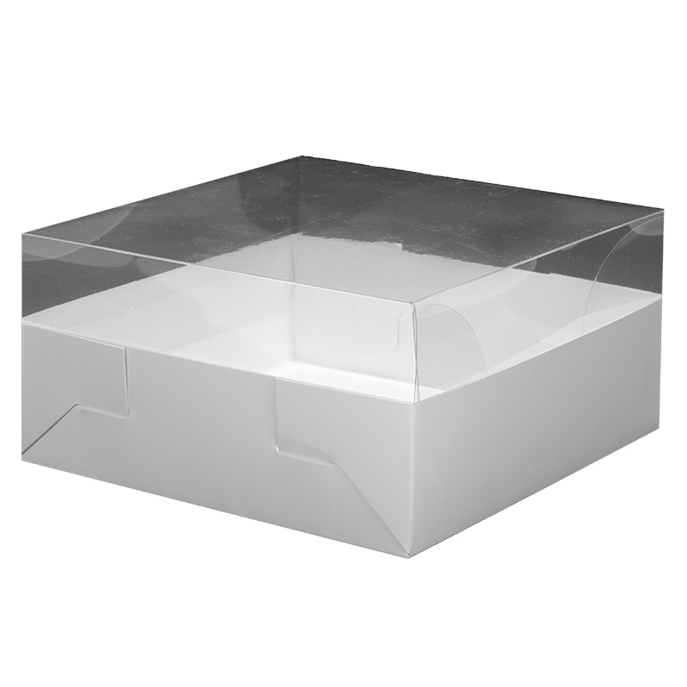 קופסת קרטון לבן- מכסה PVC רוחב 16 ס"מ אורך 16 ס"מ גובה 8 ס"מ של חברת דקל בע"מ