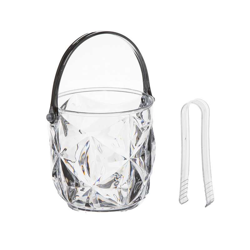 כלי פלסטיק לקרח+מלקחיים ידית בצבע כסף של חברת דקל