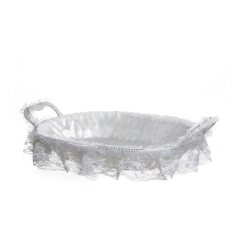 סלסלה אובלי ציפוי בד+ידיות 40/30/7 ס"מ