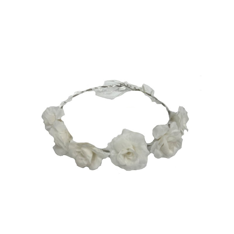 זר לראש 6 ורדים פתוחים- לבן  של חברת דקל