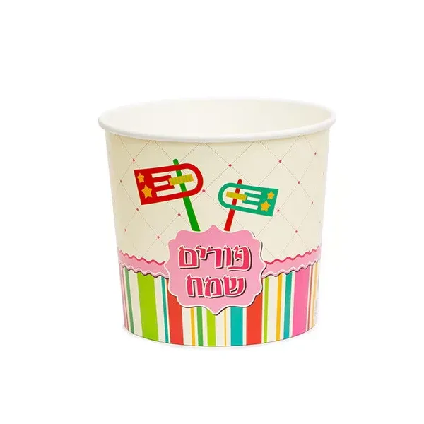 דלי פופקורן 17.9/16 ס"מ -פורים שמח דגם ברקוד (12 יחי' במארז) של דקל בע"מ