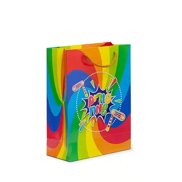 שקית קרטון 24.5/19/8 ס"מ-פורים שמח דגם פיצוץ של דקל בע"מ