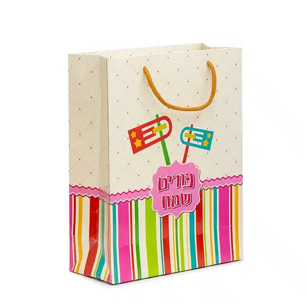 שקית קרטון 30/23/10 ס"מ-פורים שמח דגם ברקוד של דקל בע"מ