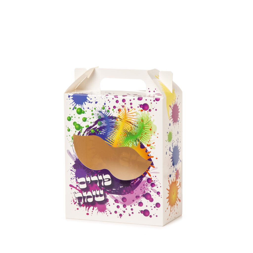 קופסאות קרטון לפורים חלון 18/15/8 ס"מ -דגם צבעוני של דקל בע"מ