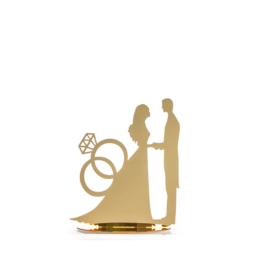 מרכז שולחן בצורת חתן כלה 20*23 ס"מ-זהב של דקל בע"מ