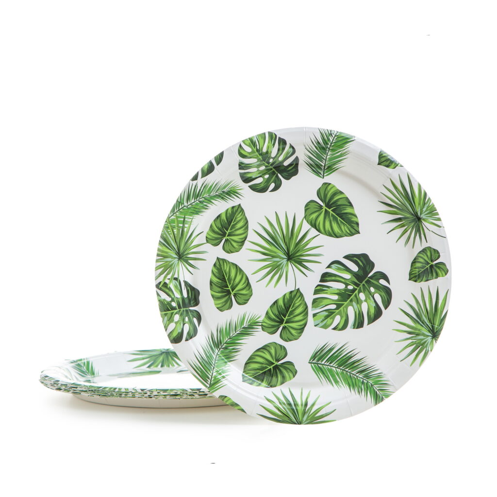 חבילת 10 צלחות נייר קוטר 23 ס"מ-עלים של דקל בע"מ