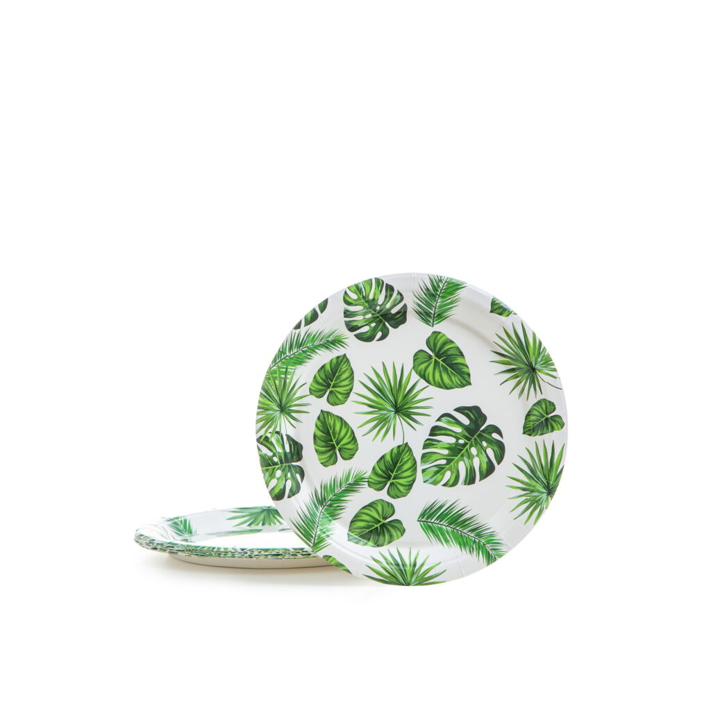 חבילת 10 צלחות נייר קוטר 18 ס"מ-עלים של דקל בע"מ