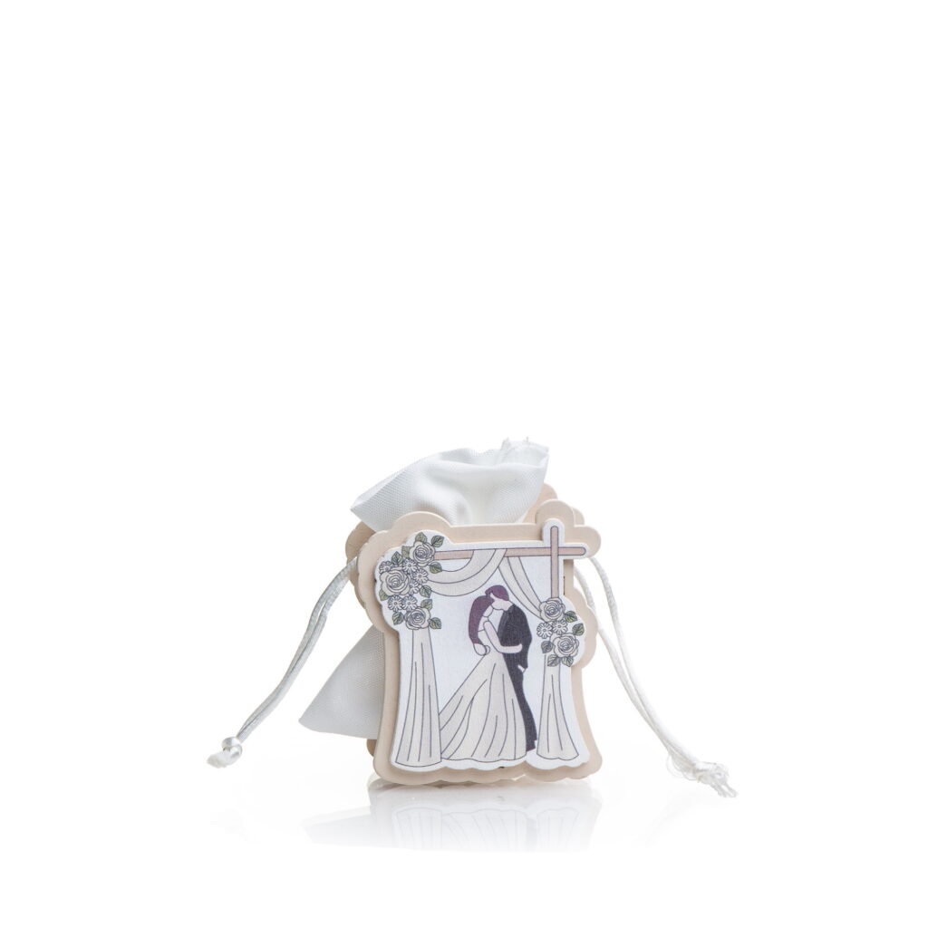 כלי עץ חתן כלה+שקית בד 7*10 ס"מ-חופה של דקל בע"מ