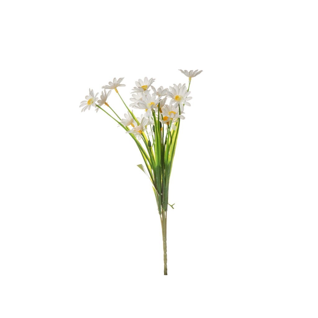 זר מרגריטה מיני+גרס ענפים 5 -לבן של דקל בע"מ