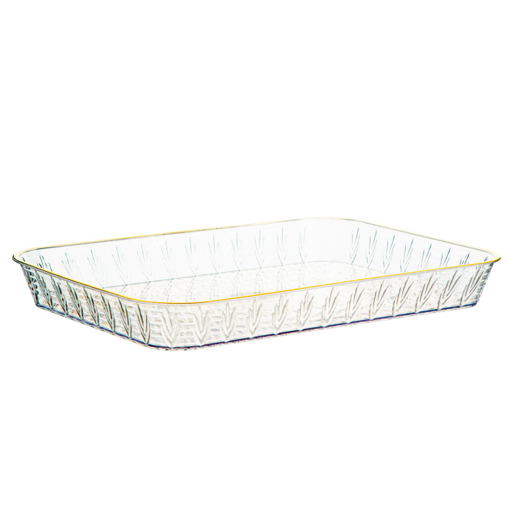 מגש פלסטיק מלבני 39.5/27.5/4.4 ס"מ-פס זהב של דקל בע"מ