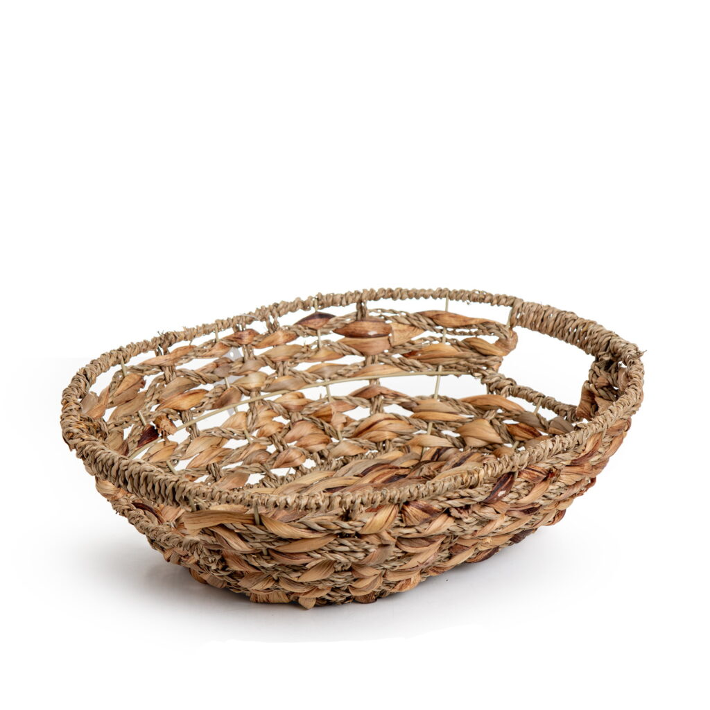 סלסלת קש קלוע אובלי 37*30*10 ס"מ של דקל בע"מ של דקל בע"מ