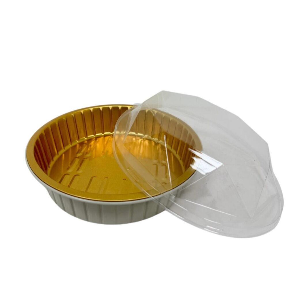 תבנית אלומ' קרם/זהב+מכסה ק.23 ג.4 ס"מ-1050 מ"ל של דקל בע"מ